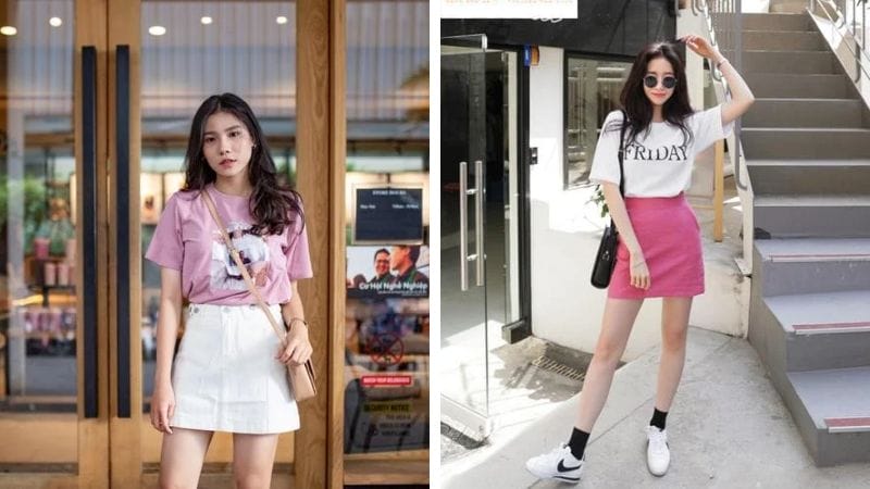 Áo phông phối cùng chân váy